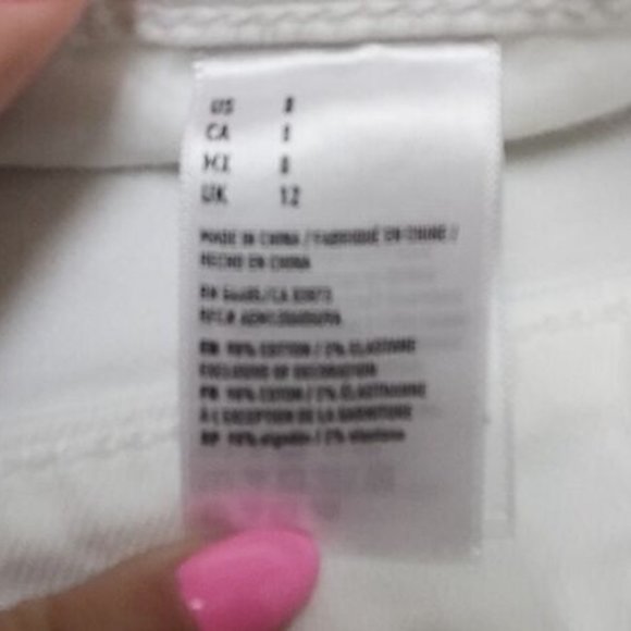 American Eagle Size 8 Denim Mini Skirt Distressed White Women Nwt - Picture 5 of 6